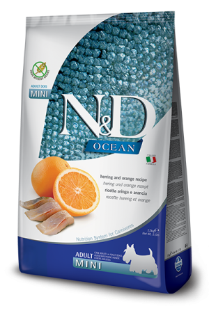 Farmina N&D dog OCEAN (GF) adult mini, herring & orange 2,5 kg