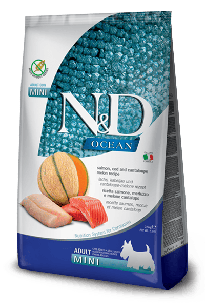 Farmina N&D dog OCEAN (GF) adult mini, salmon, cod & cantaloupe melon 2,5 kg