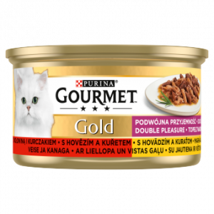 GOURMET Gold Double Pleasure s hovädzím a kuraťom 85 g