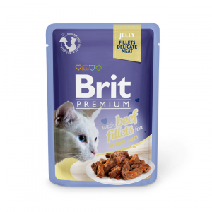 Brit Premium Cat Pouch with Beef Fillets in Jelly for Adult Cats