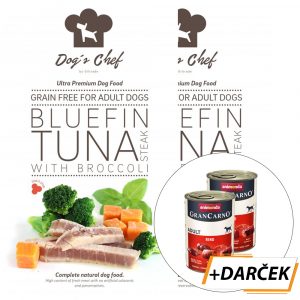 Dog´s Chef Bluefin Tuna steak with Broccoli 2 x 15kg + 2x GranCarno Beef 400g zadarmo