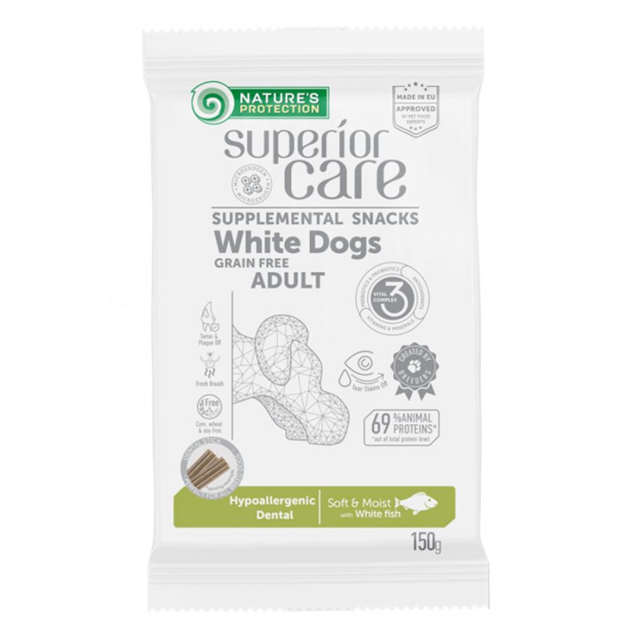 Pamlsok Natures Protection Superior Care white dog Hypoallergenic Dental Care Grain free white fish 150 g