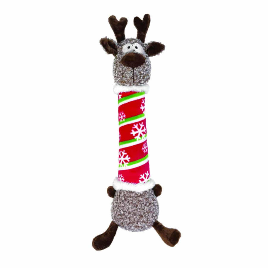 Hračka Kong Dog Holiday Shakers™ Luvs Reindeer s pískatkom, polyester, M