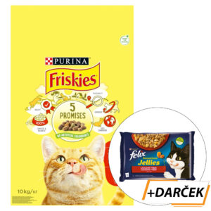 Friskies Cat s hovädzím, kuraťom a zeleninou 10 kg + 4 x 85 g kapsička zadarmo