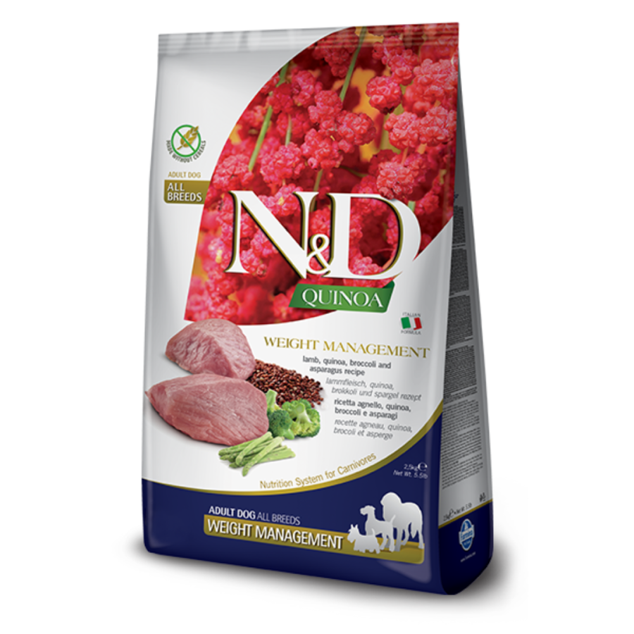 Farmina N&D dog QUINOA (GF) adult medium & maxi, weight managment, lamb & broccoli 7 kg